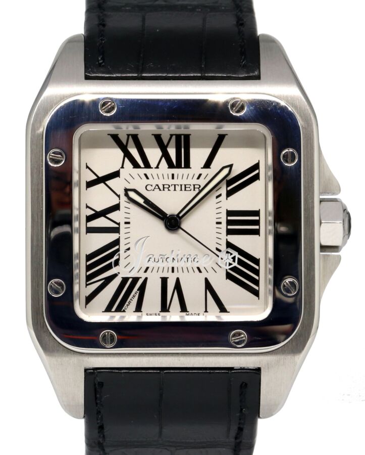 Cartier Santos 100 W20073X8 Large Men's Stainless Steel Leather 