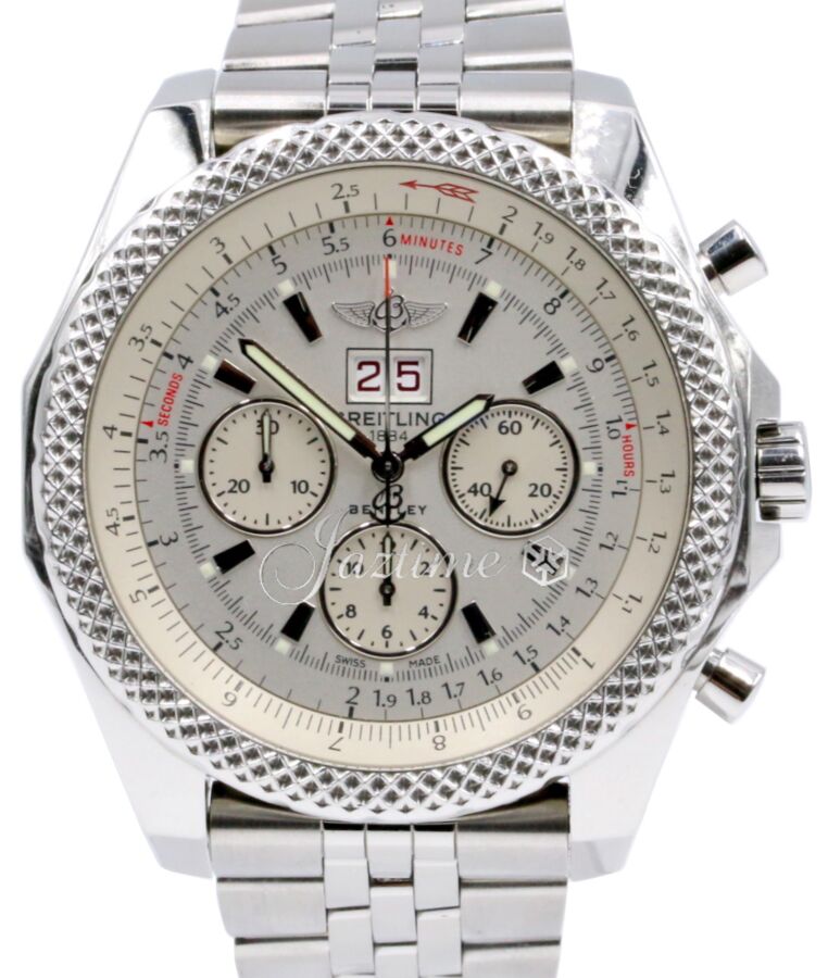 Breitling Bentley 6.75 A44364 Men's 48mm White Index Chronograph Stainless Steel BOX PAPERS