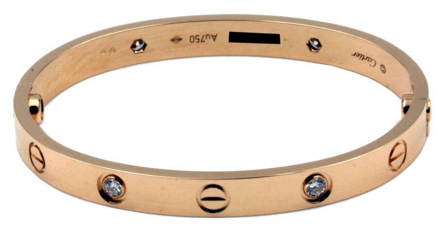 Cartier Love Bangle Bracelet Rose Gold Diamond B6036017 BRAND NEW