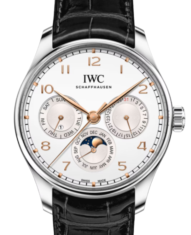 IWC Portugieser Perpetual Calendar Steel 42.2mm Silver-Plated Dial IW344203 - BRAND NEW
