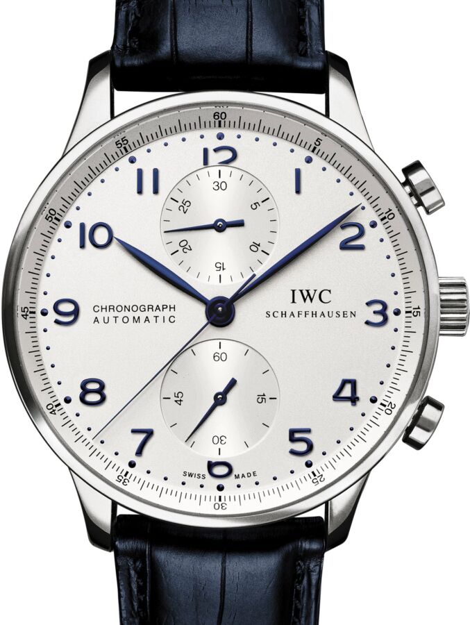 IWC Portuguese Automatic Chronograph IW371446 Silver Arabic Stainless Steel Leather 40.9mm - BRAND NEW