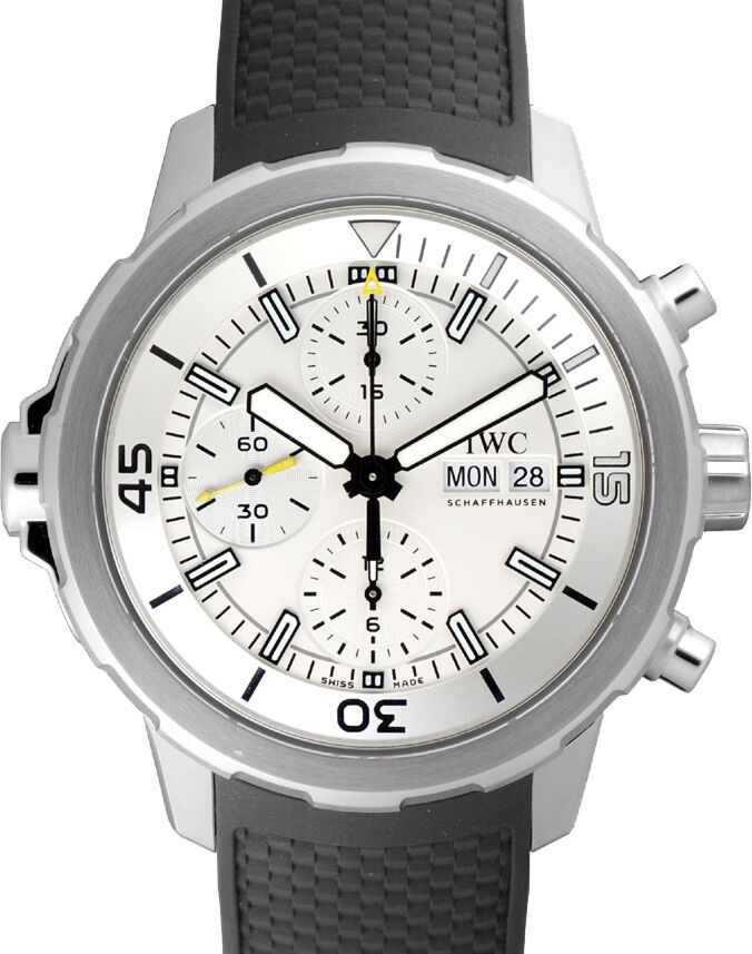 IWC Schaffhausen IW376801 Aquatimer Chronograph Silver Plated Index Stainless Steel Black Rubber Chronograph 44mm Automatic