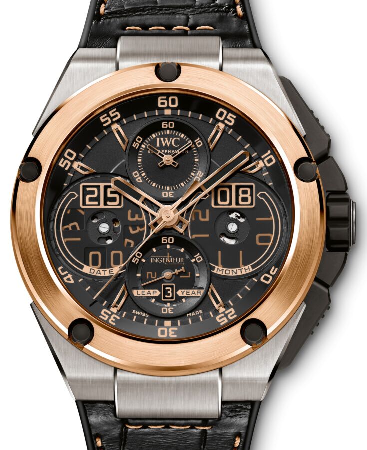 IWC Schaffhausen IW379203 Ingenieur Perpetual Calendar Digital Date-Month Black Arabic Red Gold Titanium Leather 46mm Automatic