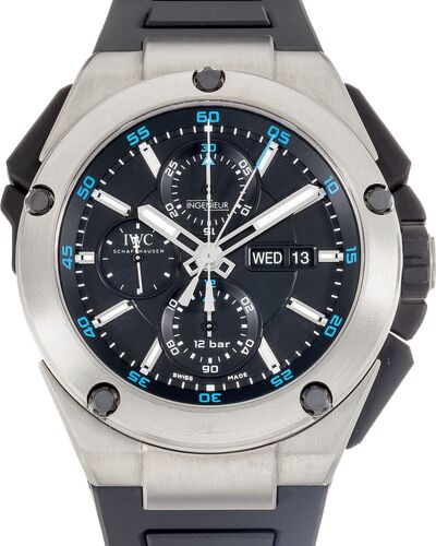 IWC Schaffhausen IW386503 Ingenieur Double Chronograph Titanium Black Index Titanium Black Rubber 45mm Automatic