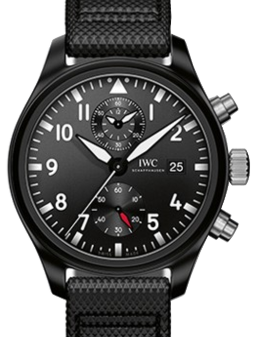 IWC Schaffhausen IW389001 Pilot's Watch Chronograph Top Gun Black Arabic Ceramic Black Leather 44mm Automatic
