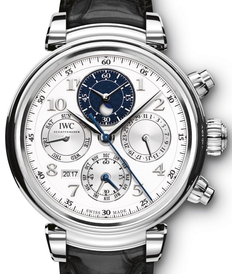 IWC Da Vinci Perpetual Calendar Chronograph IW392104 Silver Arabic Platinum Leather 43mm BRAND NEW