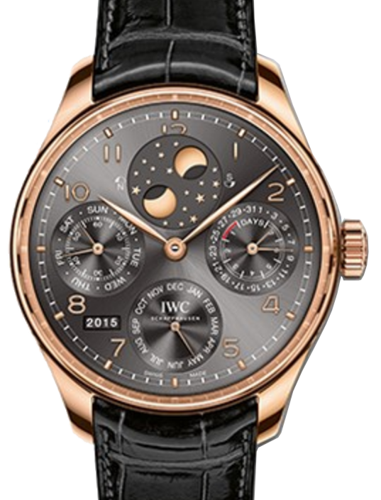 IWC Schaffhausen IW503404 Portugieser Perpetual Calendar Ardoise Arabic Red Gold Black Leather 44.2mm Automatic
