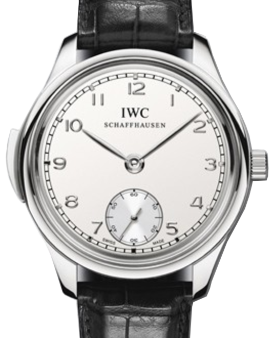 IWC Schaffhausen IW544906 Portugieser Minute Repeater Silver Plated Arabic Platinum Black Leather 44mm Manual