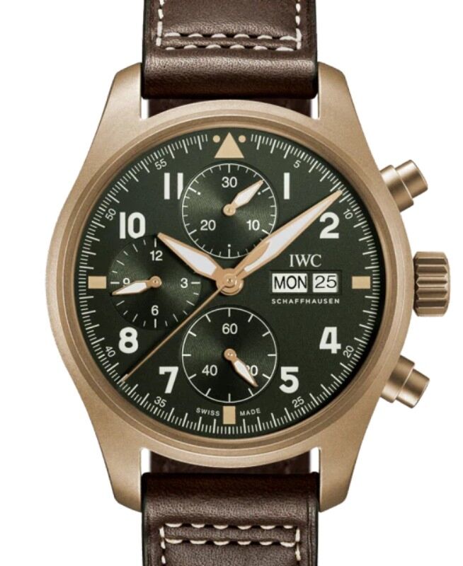 IWC Pilot's Watch Chronograph Spitfire Bronze 41mm Green Dial IW387902