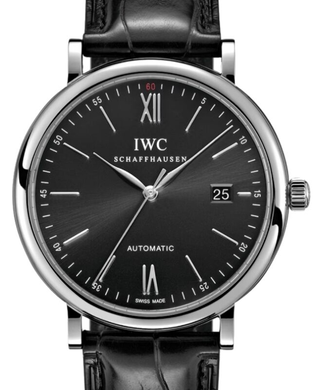 IWC Portofino Automatic Stainless Steel Black Dial 40mm Leather Strap IW356502