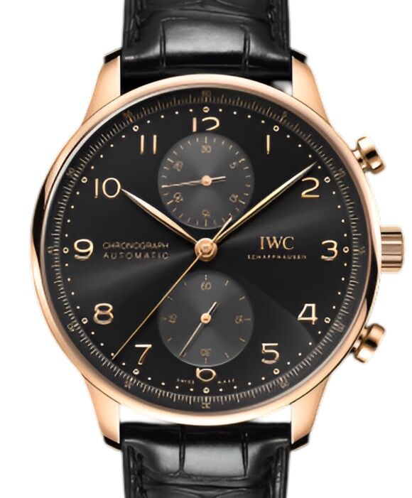 IWC Portugieser Chronograph Rose Gold 41mm Black Dial IW371625 - BRAND NEW