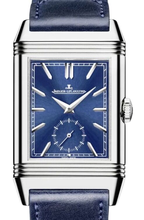 Jaeger-LeCoultre Reverso Tribute Duoface Small Seconds Stainless Steel Blue/Grey Dial Leather Strap 3988482 - BRAND NEW