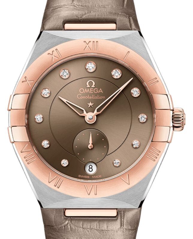 Omega Constellation Co-Axial Master Chronometer Small Seconds 34mm Stainless Steel/Sedna Gold Brown Diamond Dial 131.23.34.20.63.001 - BRAND NEW