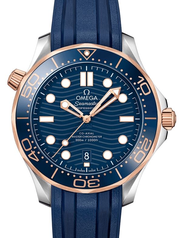 Omega Seamaster Diver 300M 42mm Steel/Sedna? Gold Blue Dial Rubber Strap 210.22.42.20.03.002