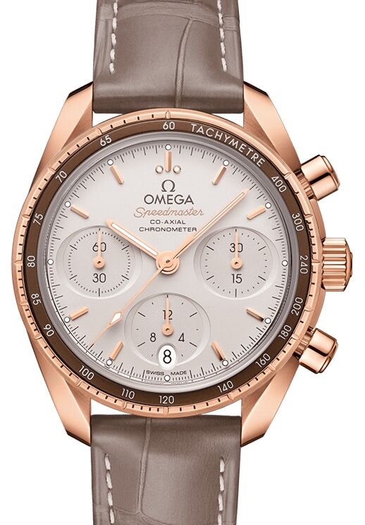 Omega Speedmaster 38 Co-Axial Chronograph Sedna Gold Silver Dial Aluminium Bezel 324.63.38.50.02.003 - BRAND NEW