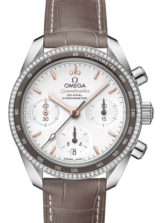 Omega Speedmaster 38 Co-Axial Chronograph Steel Silver Dial Leather Strap 324.38.38.50.02.001 - BRAND NEW