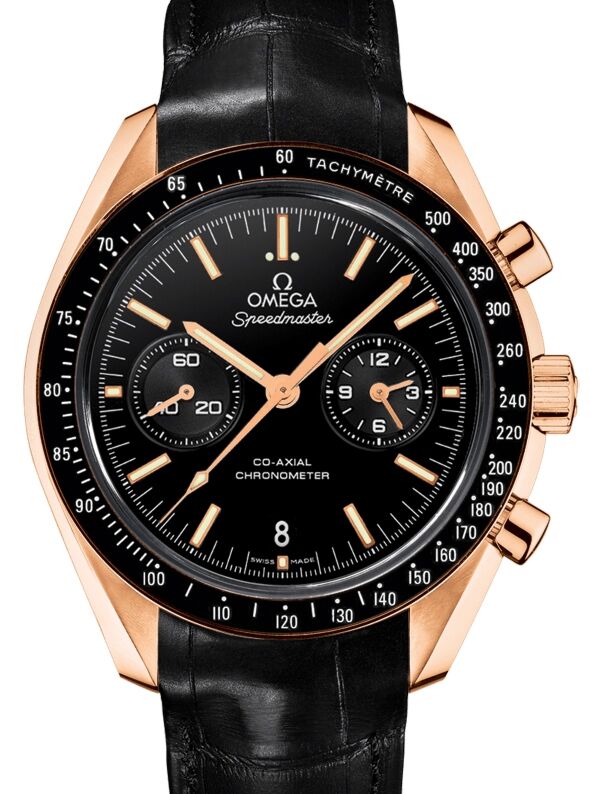 Omega Speedmaster Two Counters Chronograph 44.25mm Orange Gold Ceramic Bezel Black Dial Leather Strap 311.63.44.51.01.001 BRAND NEW