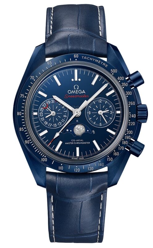 Omega Speedmaster Two Counters Moonphase "Blue Side Of The Moon" 44.25mm Ceramic Blue Dial Leather Strap 304.93.44.52.03.001