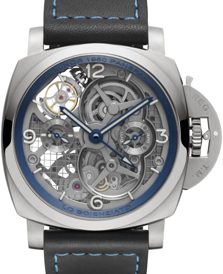 Panerai Luminor Tourbillon GMT Titanium 47mm Skeleton Dial Leather Strap PAM00767 BRAND NEW