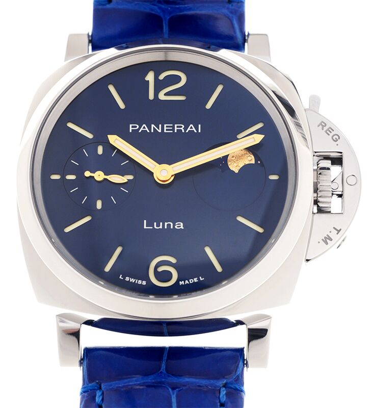 Panerai Luminor Due Luna Steel 38mm Blue Moonphase Dial PAM01179