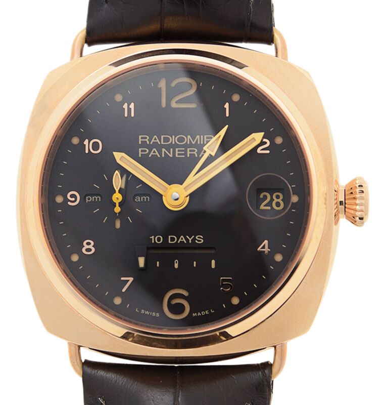 Panerai Radiomir 10 Days GMT Oro Rosso Red Gold 45mm Brown Dial Leather Strap PAM00497