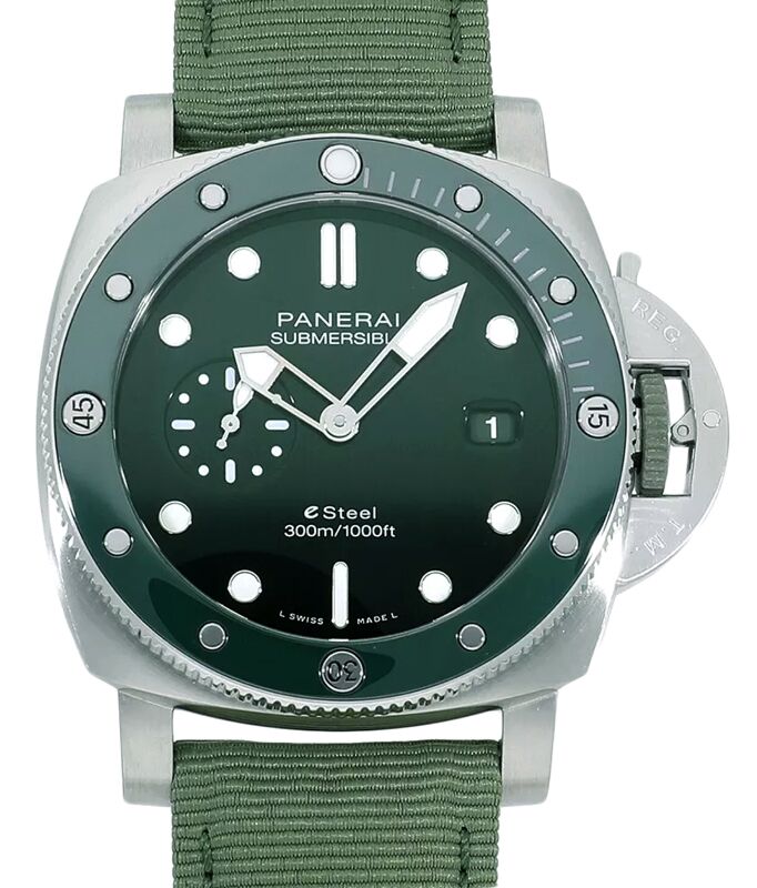 Panerai Submersible QuarantaQuattro ESteel Verde Smeraldo 44mm Recycled PET Strap PAM01287