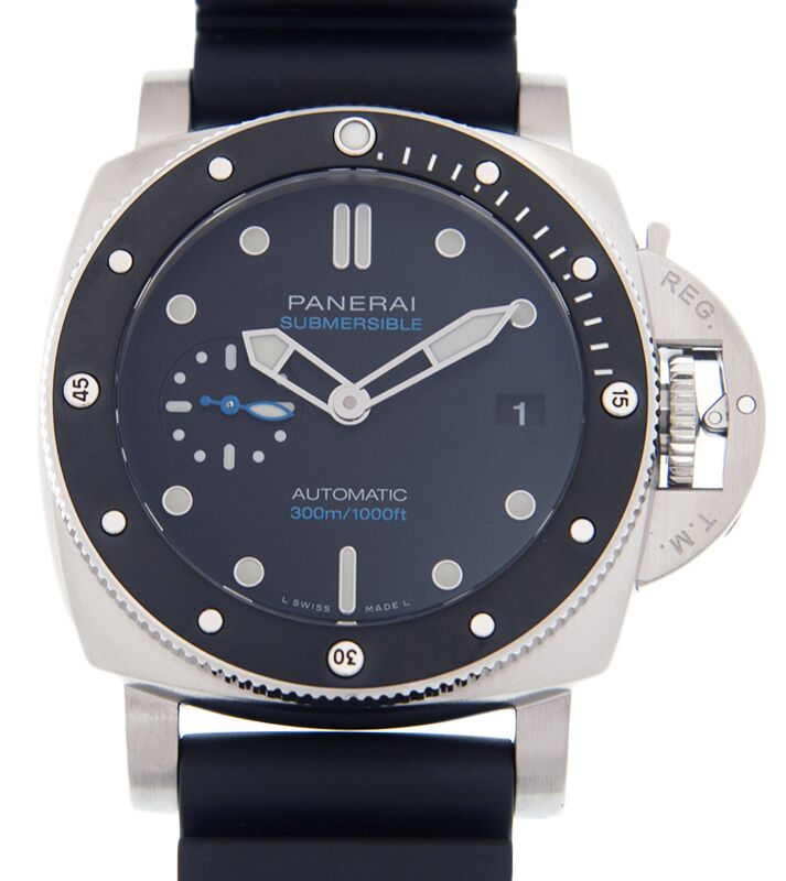 Panerai Submersible Steel 42mm Black Dial Rubber Strap PAM00683