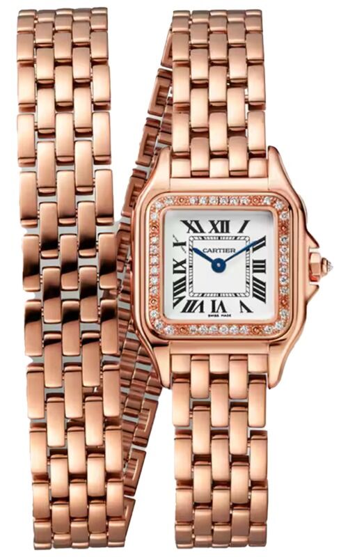 Panthere de Cartier Small Quartz Rose Gold Diamond Bezel Double Loop WJPN0069
