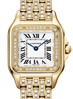 Panthere de Cartier Small Quartz Yellow Gold Diamond Bezel Silver Dial WJPN0059