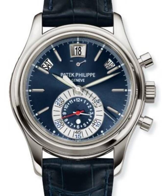 Patek Philippe Complications Annual Calendar Flyback Chronograph Platinum 40mm Blue Dial 5960P 