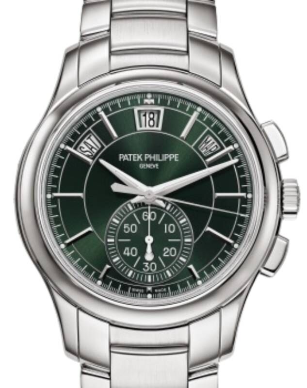 Patek Philippe Complications Flyback Chronograph Annual Calendar Stainless Steel Olive Green Dial 5905/1A-001 - PRE OWNED