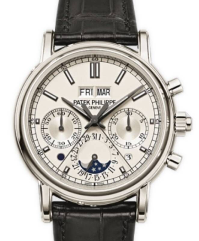 Patek Philippe Grand Complications Split-Seconds Perpetual Calendar Chronograph Platinum Silver Dial 5204P-001