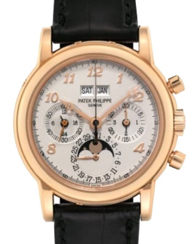 Patek Philippe Rose Gold Perpetual Calendar Chronograph Silver Breguet Dial 3970R