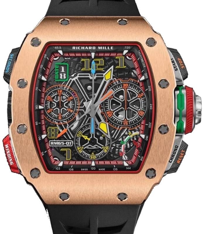 Richard Mille Automatic Winding Split-Seconds Chronograph Rose Gold RM 65-01 - PRE-OWNED
