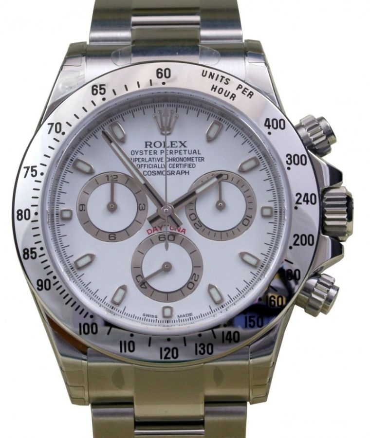 Rolex Daytona Chronograph Stainless Steel White 40mm Dial 116520 - PRE-OWNED