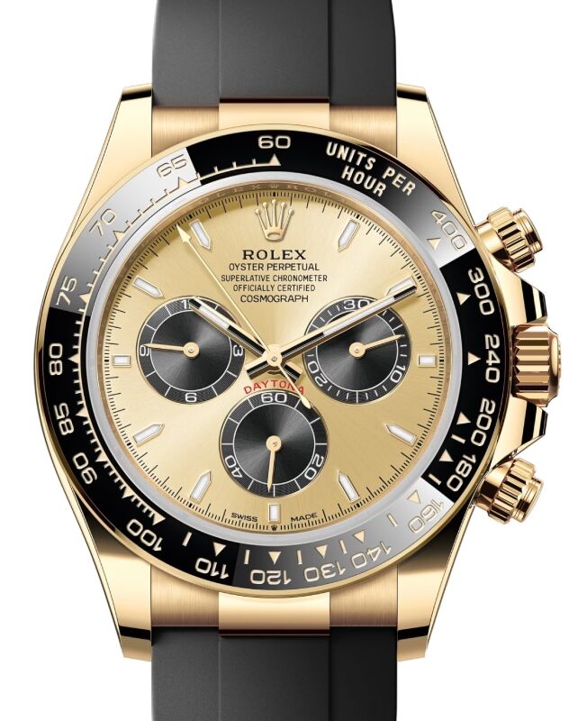 Rolex Daytona "Pikachu" Yellow Gold Golden/Bright Black Dial Oysterflex Rubber Bracelet 126518LN - BRAND NEW