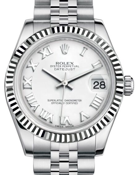 Rolex Datejust 31 Lady Midsize White Gold/Steel White Roman Dial & Fluted Bezel Jubilee Bracelet 178274 - BRAND NEW