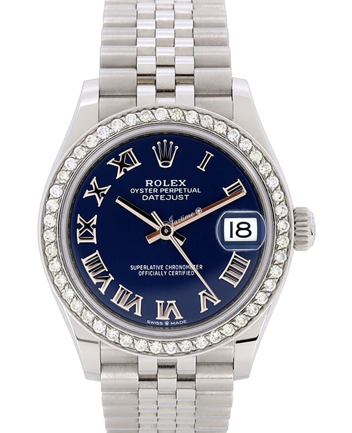 Rolex Datejust 31 Steel Bright Blue Roman Dial & Diamond Bezel Jubilee Bracelet CUSTOM ( 278384RBR ) 278240 - BRAND NEW
