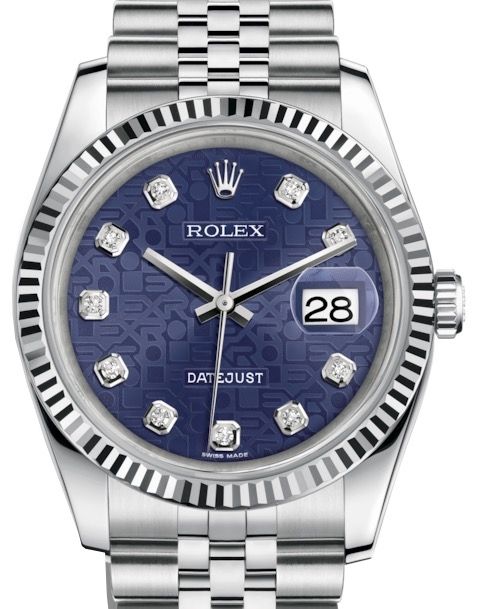 Rolex Datejust 36 White Gold/Steel Blue Jubilee Diamond Dial & Fluted Bezel Jubilee Bracelet 116234