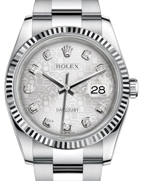 Rolex Datejust 36 White Gold/Steel Silver Jubilee Diamond Dial & Fluted Bezel Oyster Bracelet 116234