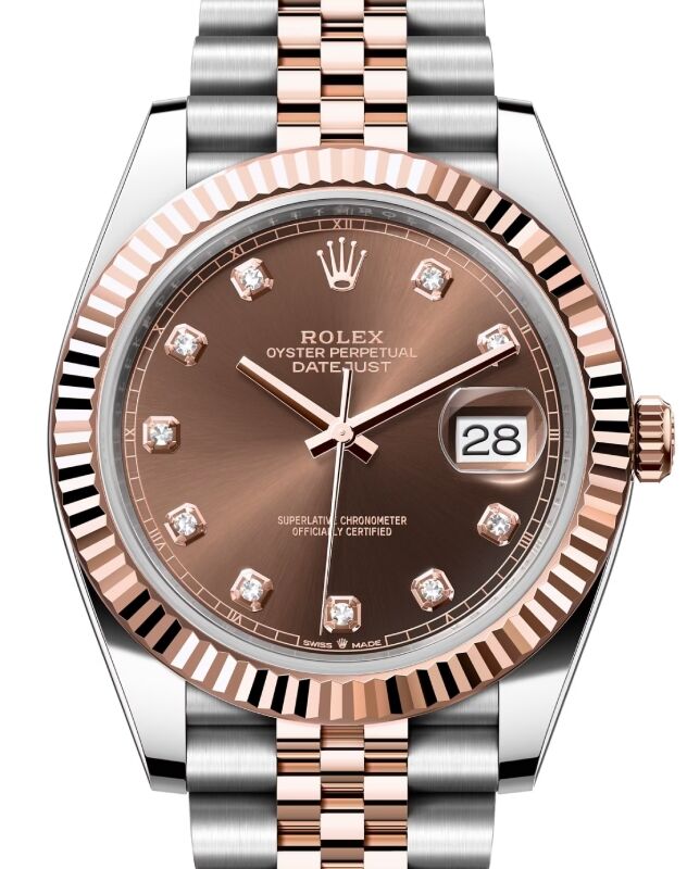 Rolex Datejust 41 Rose Gold/Steel Chocolate Diamond Dial Fluted Bezel Jubilee Bracelet 126331 - BRAND NEW