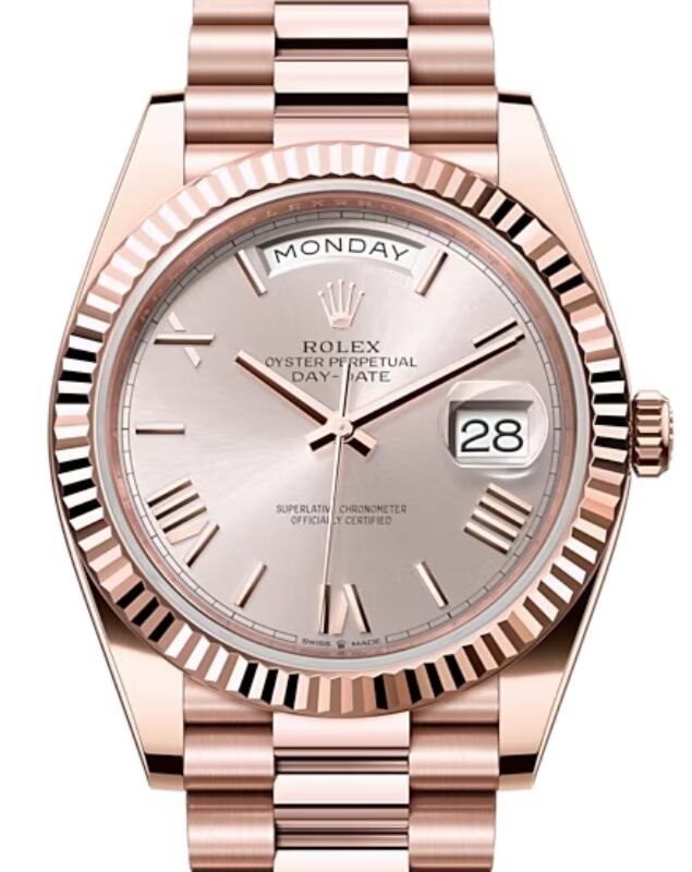 Rolex Day-Date 40 President Rose Gold Sundust Roman Dial 228235