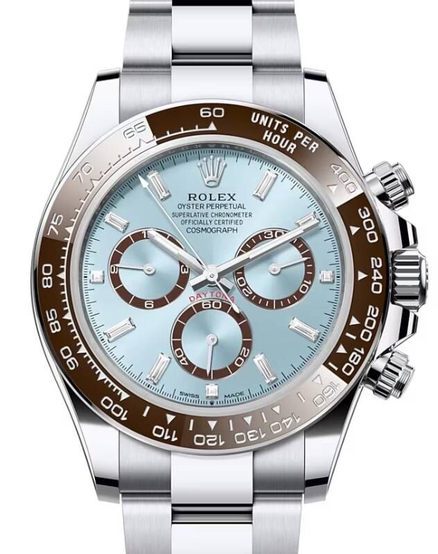 Rolex Daytona Platinum Ice Blue 8 Baguette Diamond Dial Oyster Bracelet 126506 - PRE OWNED