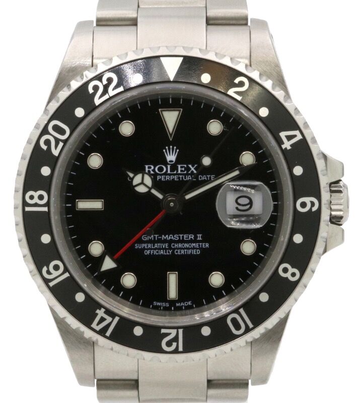 Rolex GMT-Master II Stainless Steel 40mm Aluminum Bezel SEL Oyster Bracelet Holes Case 16710 - PRE-OWNED 2000-03