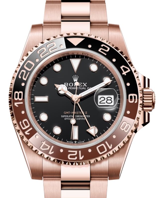 Rolex GMT-Master II "Root Beer" Rose Gold Black Dial Oyster Bracelet 126715CHNR - BRAND NEW