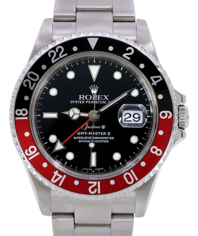 Rolex GMT-Master II Stainless Steel 40mm "Coke" Black/Red Aluminum Bezel SEL Oyster Bracelet No Holes Case 16710 - 2004-08