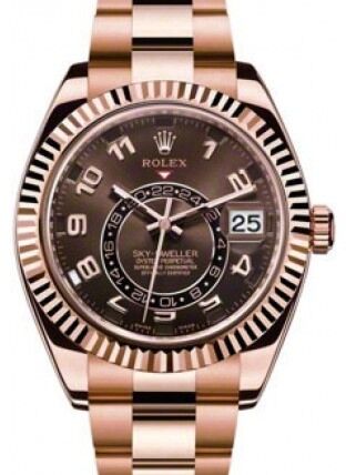 Rolex Sky-Dweller Rose Gold Everose 42mm Brown Chocolate Arabic Dial Oyster Bracelet 326935 