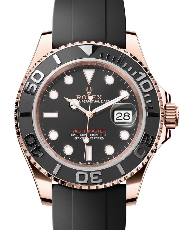 Rolex Yacht Master 40 Rose Gold 116655 Everose 18k Black Ceramic Oysterflex BRAND NEW