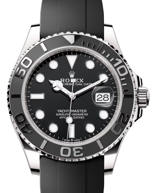 Rolex Yacht-Master 42 White Gold Black Dial & Matte Black Oysterflex Strap 226659 - BRAND NEW