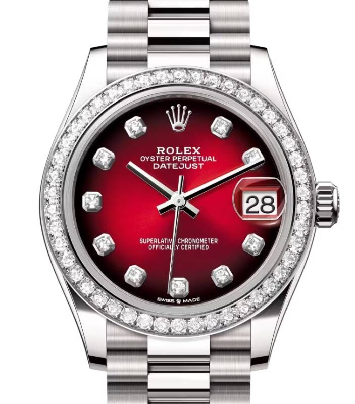 Rolex Datejust 31 President White Gold Red Ombre Diamond Dial & Bezel 278289RBR